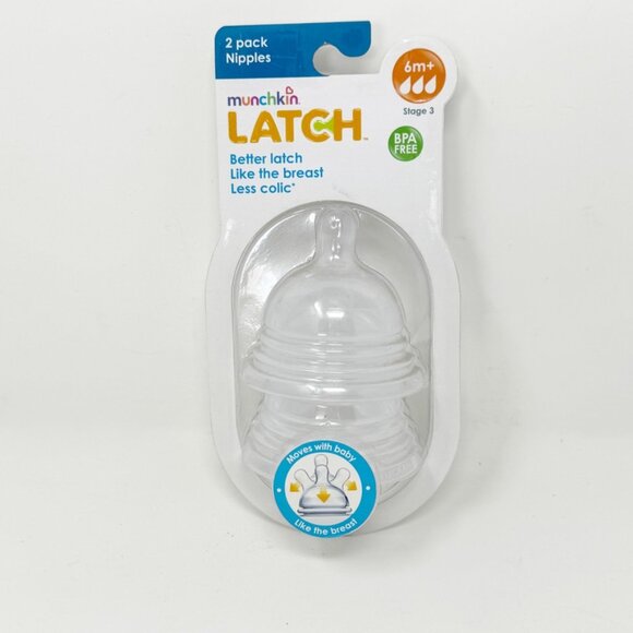 Munchkin LATCH Stage 3 Bottle Nipples 2 Pack BPA FREE  Stage 3 (6m+) NEW - Picture 1 of 3